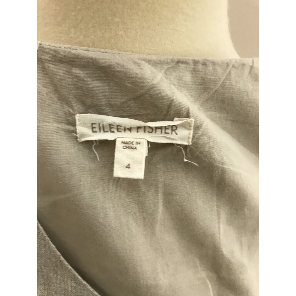 Eileen Fisher Linen Sleeveless Kneelength Summer‎ Dress Tan Sequin Size 4 - Picture 7 of 8